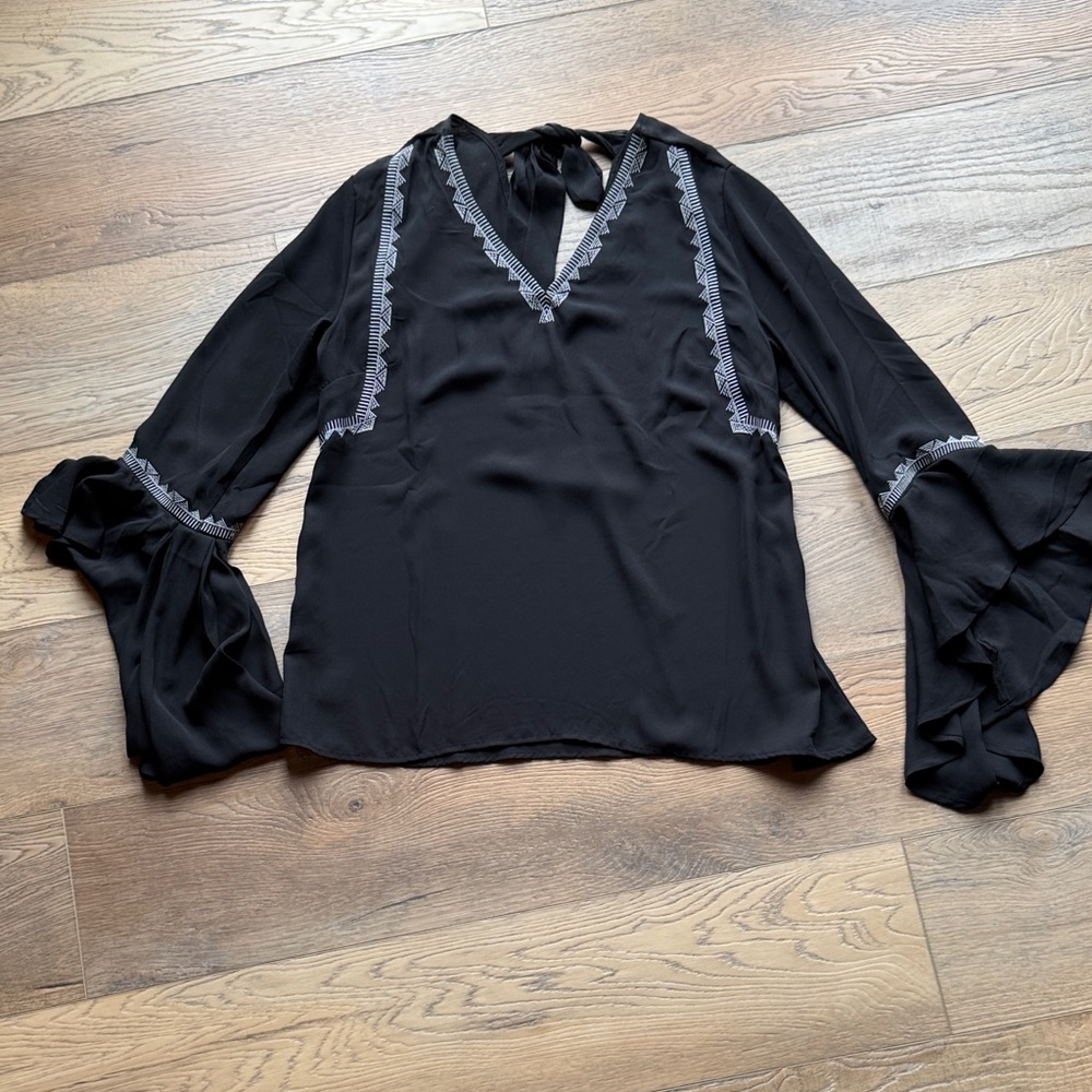 Cruel Girl Black Blouse with Ruffled Sleeves